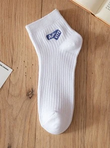 Men Letter Graphic Crew Socks - White - View 2