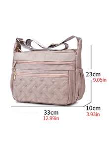 Heart Embroidered Quilted Square Bag - Pink - View 3