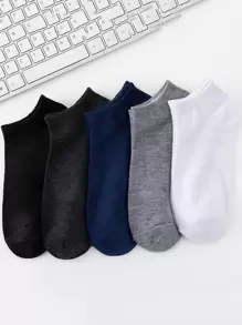 Hombres 5 pares Calcetines tobilleros unicolor - Multicolor - Ver 1
