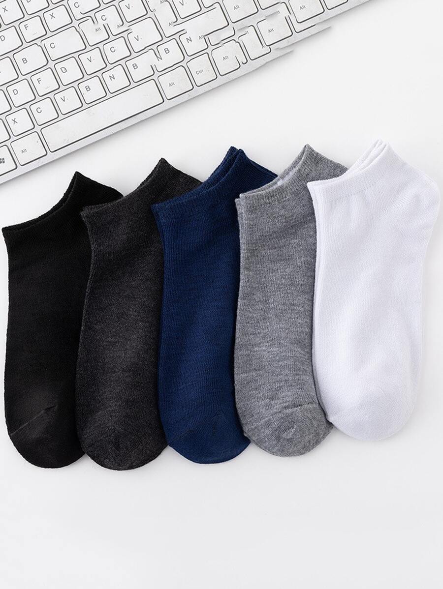 Hombres 5 pares Calcetines tobilleros unicolor - Multicolor - Ver 1