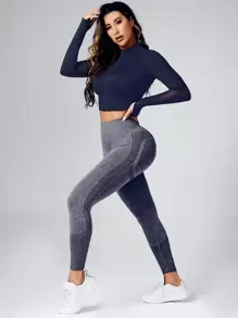 Activina Cazadora deportiva de malla agujeros de pulgar con puntada crop - Azul Marino - Ver 5