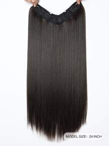 Postizos sintéticos largos y rectos de 24 pulgadas, extensión de cabello en forma de V, media peluca, extensiones de cabello con Clip para mujeres