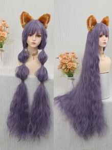 超長卷合成纖維角色扮演假髮帶劉海藍色紫色洛麗塔假髮女士萬聖節角色扮演假髮女士 - 紫色 - 查看 2