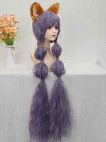 超長卷合成纖維角色扮演假髮帶劉海藍色紫色洛麗塔假髮女士萬聖節角色扮演假髮女士 - 紫色 - 查看 7