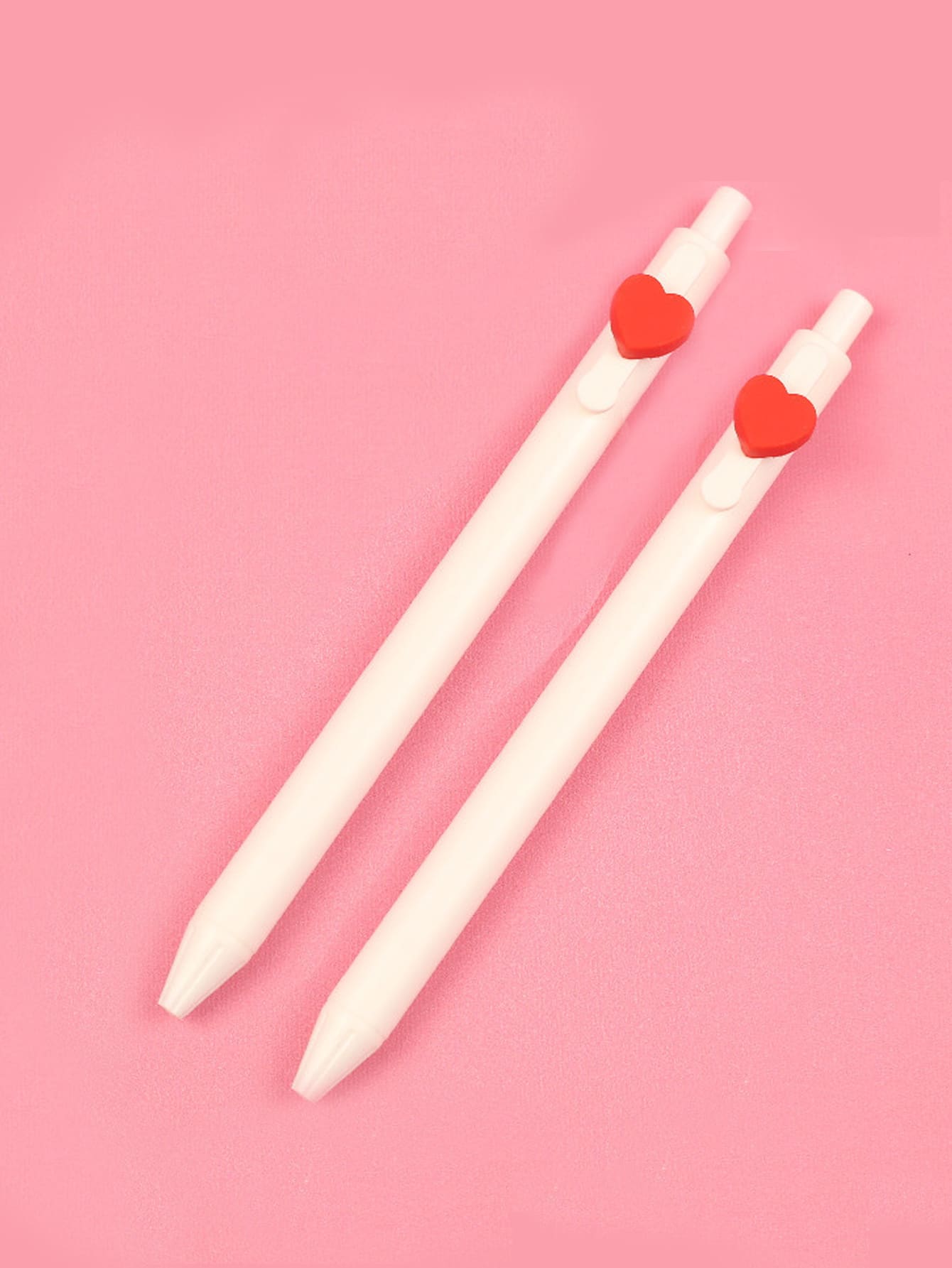 2pcs Heart Decor Gel Pen - White - View 1