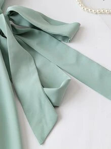 SHEIN LUNE Vestido cruzado de manga mariposa con nudo lateral ribete con fruncido - verde menta - Ver 3