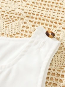 嬰兒卡通刺繡背心連體短褲 - 白色 - 查看 5