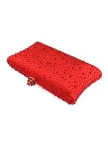 Mini Rhinestone Decor Chain Box Bag - Red - View 2