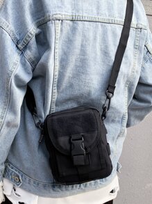 迷你男士插扣裝飾方包單肩包運動包適用於中學大學學生適合旅行大學學校