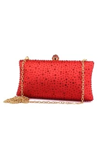 Mini Rhinestone Decor Chain Box Bag - Red - View 3