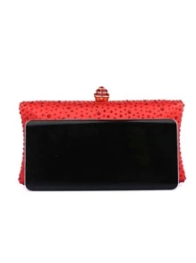 Mini Rhinestone Decor Chain Box Bag - Red - View 5