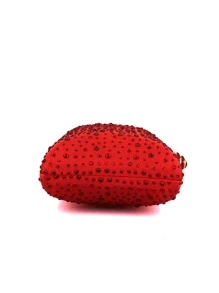 Mini Rhinestone Decor Chain Box Bag - Red - View 6