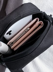 迷你男士插扣裝飾方包單肩包運動包適用於中學大學學生適合旅行大學學校