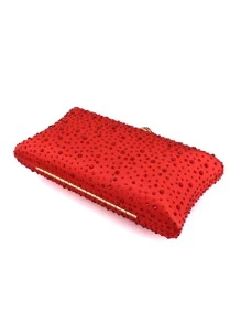 Mini Rhinestone Decor Chain Box Bag - Red - View 8
