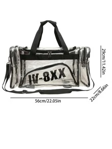 Bolsa de viaje con estampado de letra transparente - Negro - Ver 3
