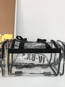 Bolsa de viaje con estampado de letra transparente - Negro - Ver 5