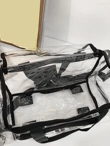 Bolsa de viaje con estampado de letra transparente - Negro - Ver 7