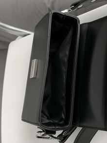 Men Letter Graphic Flap Square Bag - Black - View 6