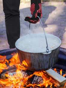 1入組火焰圖案烤箱手套廚房用滌綸廚房烤箱手套 - 紅色 - 查看 5