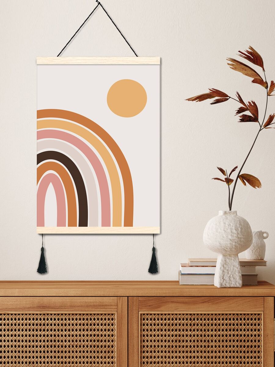 1入組幾何圖形無框畫波西米亞化纖流蘇裝飾牆藝術畫適用於家居牆飾 - 彩色 - 查看 1