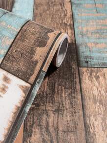 1pc PVC Wall Paper, Wood Grain Pattern Waterproof Wall Tile Sticker For Home - Multicolor - View 1