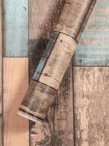 1pc PVC Wall Paper, Wood Grain Pattern Waterproof Wall Tile Sticker For Home - Multicolor - View 4