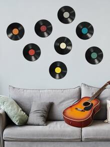 8pcs/Set PVC Wall Sticker, Modernist Music Disc Design Wall Decal For Home,Stickers,Wall Decal, Vinyl Decal For Home Decorations,Spring Decoration Items Refresh Your Home,Rama Decoration Stickers Gifts Birthday Graduation - Multicolor - View 1