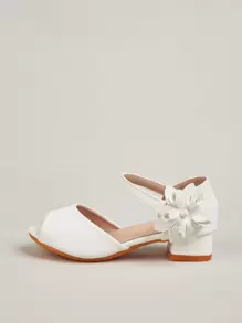 Kids Appliques Decor Peep Toe Heeled Sandals - White - View 2