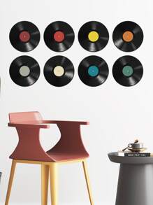 8pcs/Set PVC Wall Sticker, Modernist Music Disc Design Wall Decal For Home,Stickers,Wall Decal, Vinyl Decal For Home Decorations,Spring Decoration Items Refresh Your Home,Rama Decoration Stickers Gifts Birthday Graduation - Multicolor - View 3