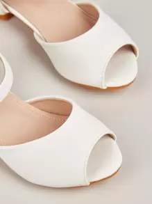 Kids Appliques Decor Peep Toe Heeled Sandals - White - View 5