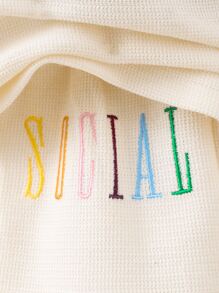 嬰兒字母刺繡T恤和短褲 - 杏色 - 查看 3