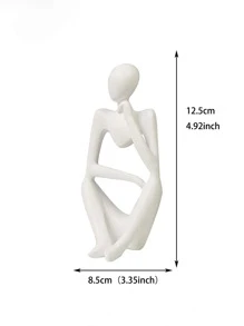 1 件树脂装饰工艺品，创意白色人物设计装饰物，适合家庭最佳礼物 - 白色 - 查看 3