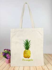 Men Pineapple Graphic Shopper Bag Beach Bag Shopping Bag Reusable Bag Duffle Bag for Travel and Work - Beige - View 1