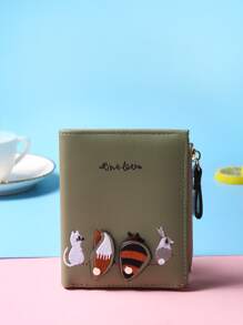 清新绿色短款女士钱包，适合学生，韩版可爱可折叠迷你零钱包，可个性化定制 - 綠色 - 查看 4