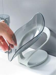 1pc Plastic Random Color Soap Dish, Creative Leaf Design Soap Dish Holder For Bathroom - Multicolor - View 4