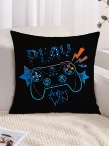 1pc Gamepad Pattern pillowcase Without Filler, Modern Knitted Fabric Decorative Square Cushion Cover For Bed, Sofa