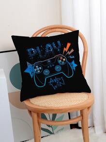 1pc Gamepad Pattern pillowcase Without Filler, Modern Knitted Fabric Decorative Square Cushion Cover For Bed, Sofa