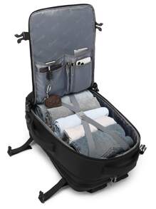 POSO 男士極簡旅行後背包,書包適合旅行,大學,學校 - 黑色 - 查看 1