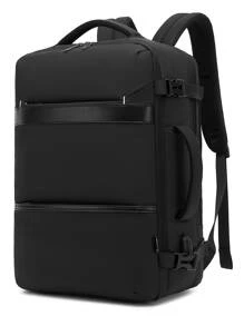 POSO 男士極簡旅行後背包,書包適合旅行,大學,學校 - 黑色 - 查看 9