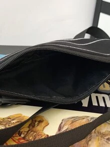 迷你男士撞色滚边新奇包，手提包学生包斜挎包运动包高中大学生旅行包学院学校男士斜挎包男包斜挎包单肩包侧包返校学生学校用品秋季邮差包男士包圆筒包老款万圣节圣诞节