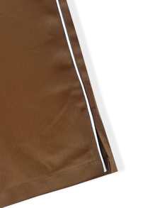 Manfinity Hypemode Men Letter Graphic Contrast Piping Trousers - Coffee Brown - View 5