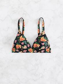 SHEIN Swim Floral Print Triangle Bikini Top, For Summer Beach Vacation - Multicolor - View 4
