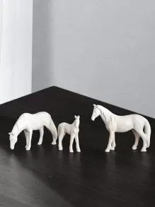 3入組樹脂裝飾工藝品現代馬設計家居裝飾品 - 白色 - 查看 1