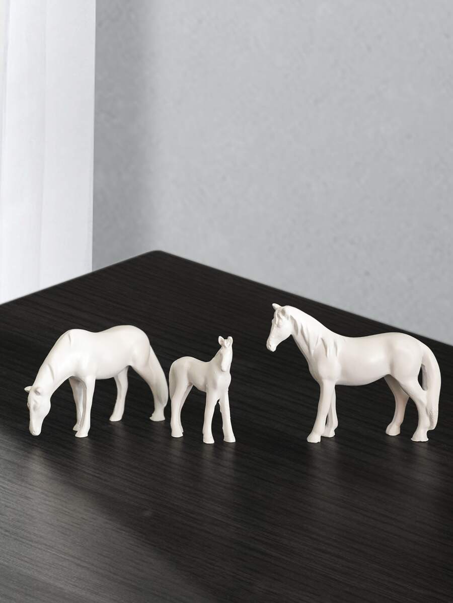 3入組樹脂裝飾工藝品現代馬設計家居裝飾品 - 白色 - 查看 1