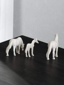 3入組樹脂裝飾工藝品現代馬設計家居裝飾品 - 白色 - 查看 2