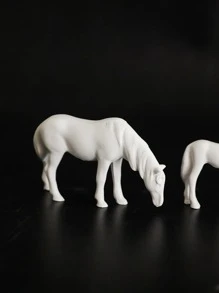 3入組樹脂裝飾工藝品現代馬設計家居裝飾品 - 白色 - 查看 4