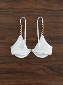 SHEIN Swim Chain Linked Underwire Bikini Top,Summer Beach - White - View 2