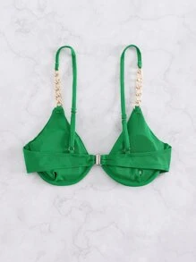 Chain Linked Underwire Bikini Top - Green - View 2