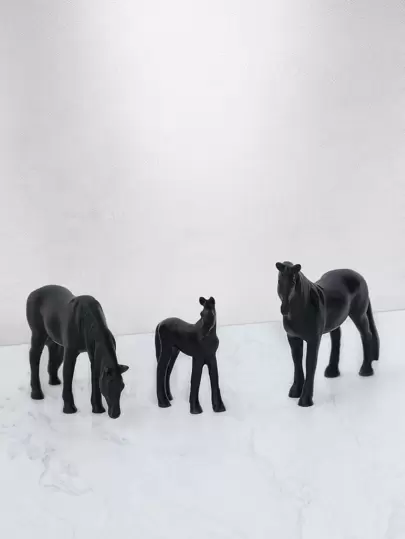 3入組樹脂裝飾物件馬設計裝飾工藝品用於餐桌裝飾