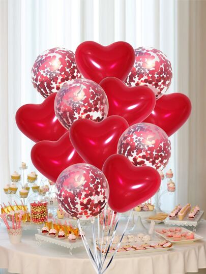 kumozawa 10pcs/Set Latex Balloon, Heart Design Party Celebration Decoration Balloon For Party Back To School Valentine Day